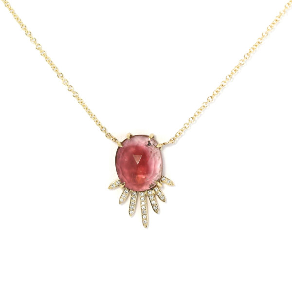 Collier tourmaline rose soleil
