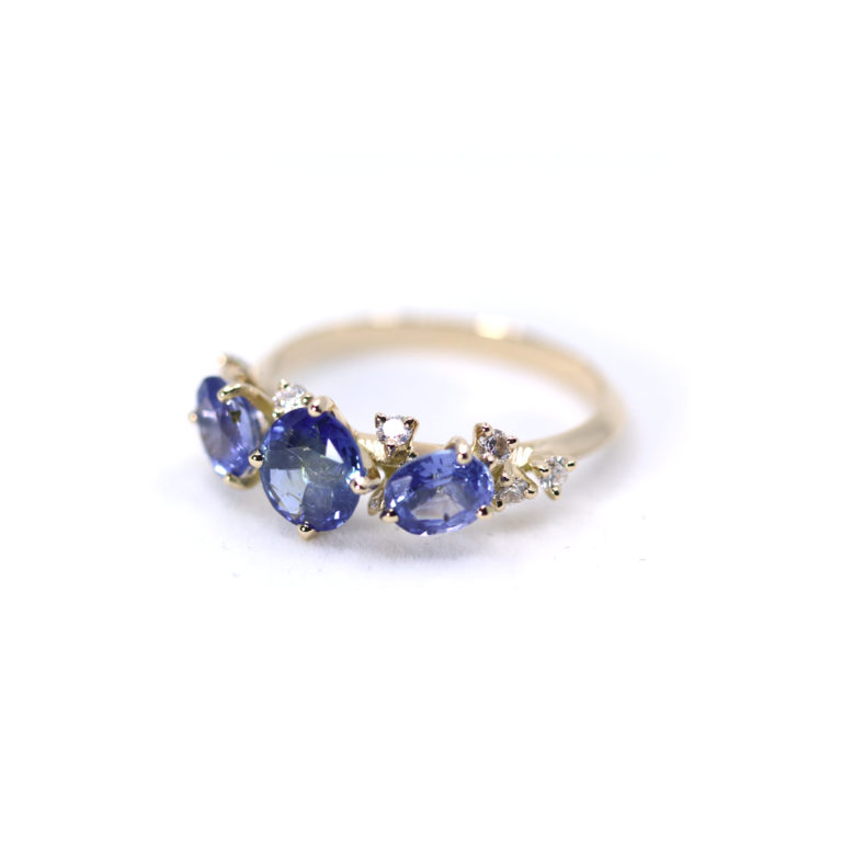 Bague 3 saphirs et diamants