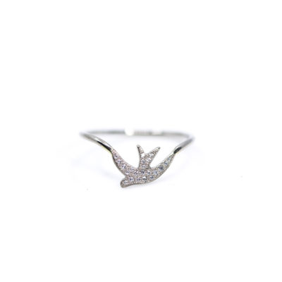 Bague Hirondelle or blanc et diamants