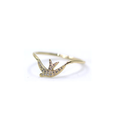 Bague Hirondelle or jaune et diamants