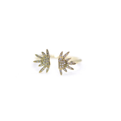Bague double Soleils or jaune et diamants