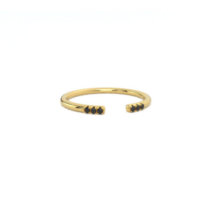 Bague ouverte doré et zircons noirs