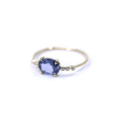 Bague saphir bleu et diamants