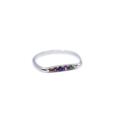 Bague urban Tribe barre or blanc-saphirs