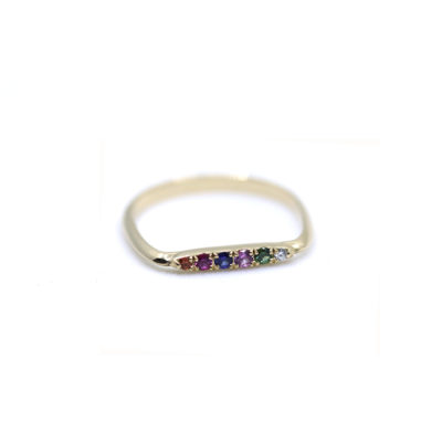 Bague urban Tribe barre or jaune saphirs
