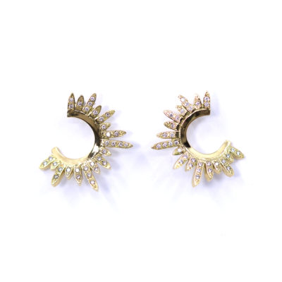 Boucles créoles Soleil or jaune et diamants