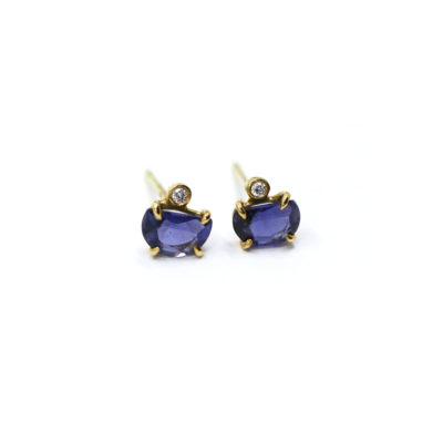 Boucles d’oreilles en or iolite et diamant