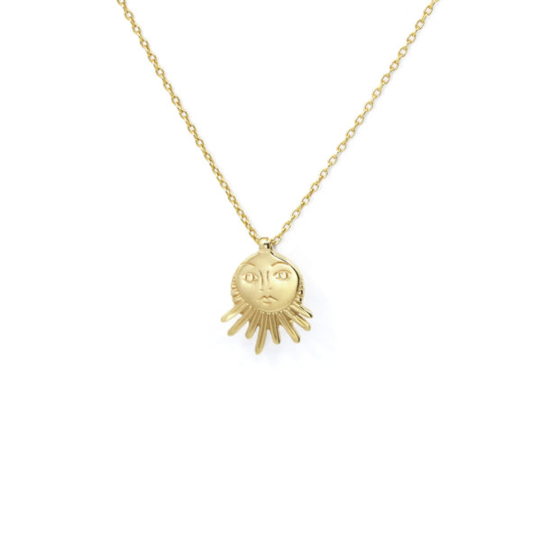 Collier Soleil visage petit modèle vermeil