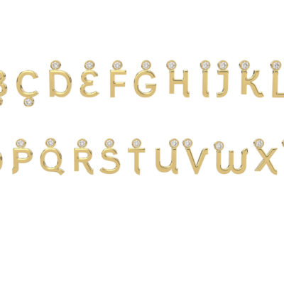 Charms lettres majuscule or et diamant