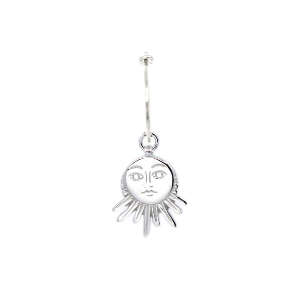 Mono boucle d’oreille Soleil gravé argent – petit modèle
