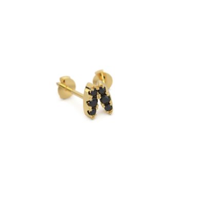 boucles d'oreilles 6mm vermeil et zircons noirs