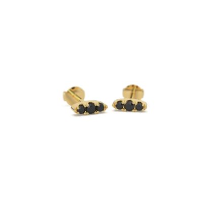 boucles d'oreilles 6mm vermeil et zircons noirs