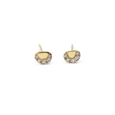 boucles d'oreilles galet 5 diamants blancs
