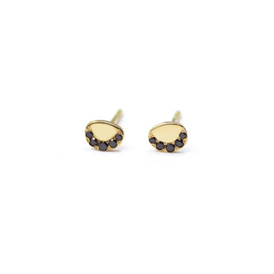 boucles d'oreilles galet 5 diamants noirs