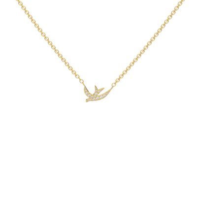 collier hirondelle or jaune et diamants