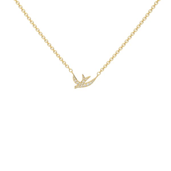 collier hirondelle or jaune et diamants
