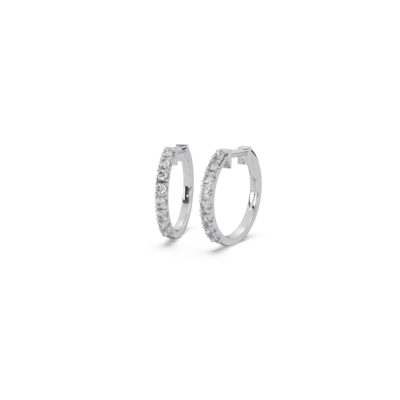 créoles or blanc et diamants blancs