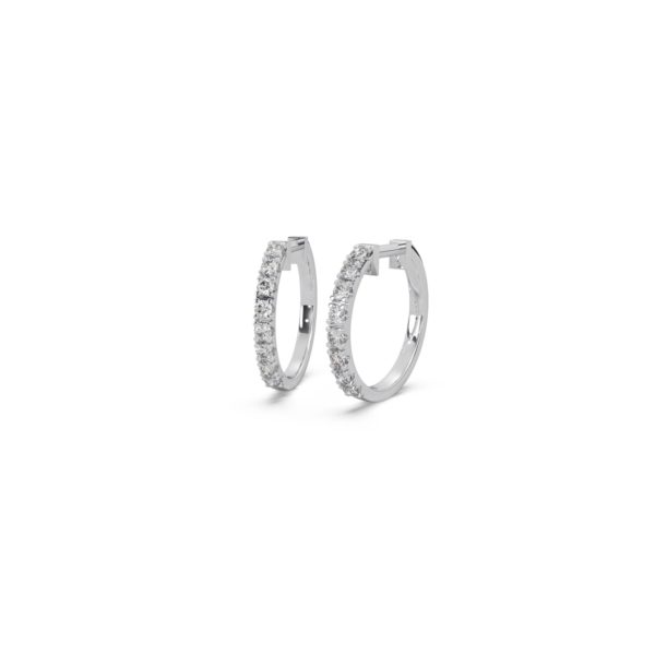 créoles or blanc et diamants blancs