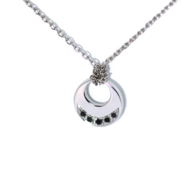 pendentif 2 diamants noirs argent
