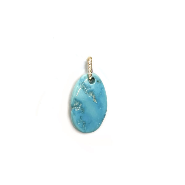 Collier or jaune, turquoise et diamants