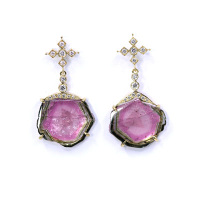 Boucles Cardinales tourmalines roses et diamants