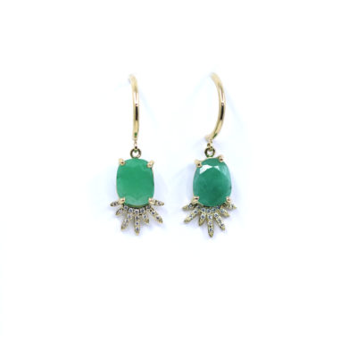 Boucles Soleil émeraudes et diamants or jaune