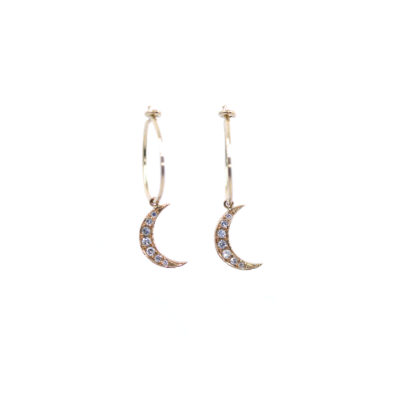 Créoles Lune or rose et diamants