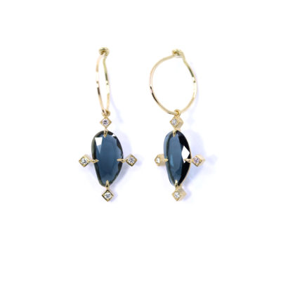 Créoles spinelles bleues et diamants