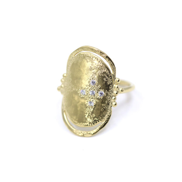 Bague Mystique grand modèle double lignes et croix