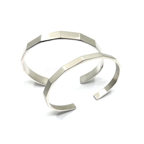 Bracelet jonc JUL facettes 10mm argent massif