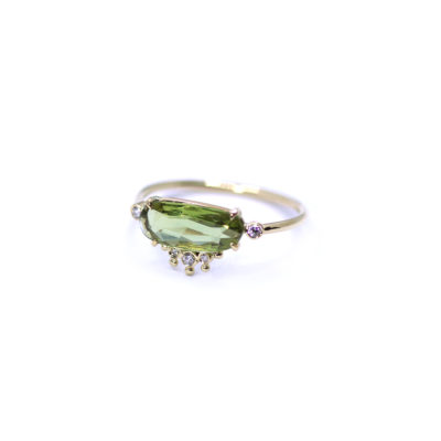 Bague Dolce saphir olive et diamants
