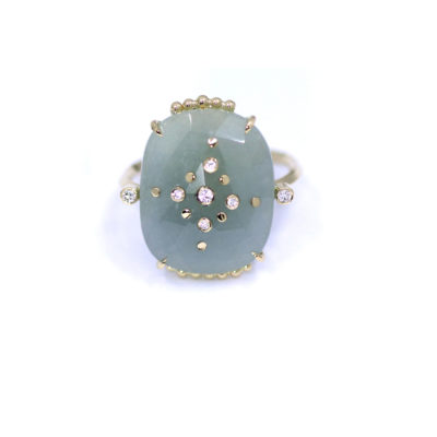 Bague Malvarosa saphir vert pâle percé et diamants