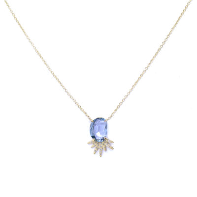 Collier Mini Soleil et Saphir or et diamants
