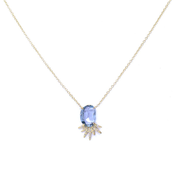 Collier Mini Soleil et Saphir or et diamants