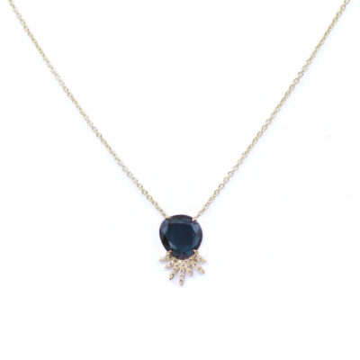 Collier Mini Soleil et Spinelle or et diamants
