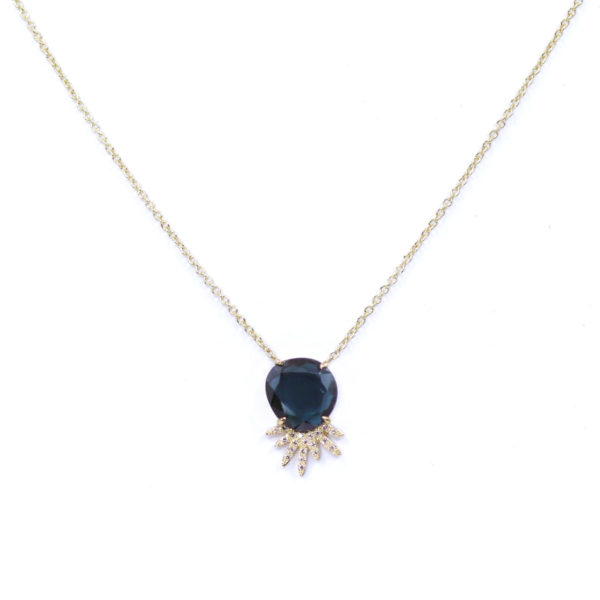 Collier Mini Soleil et Spinelle or et diamants