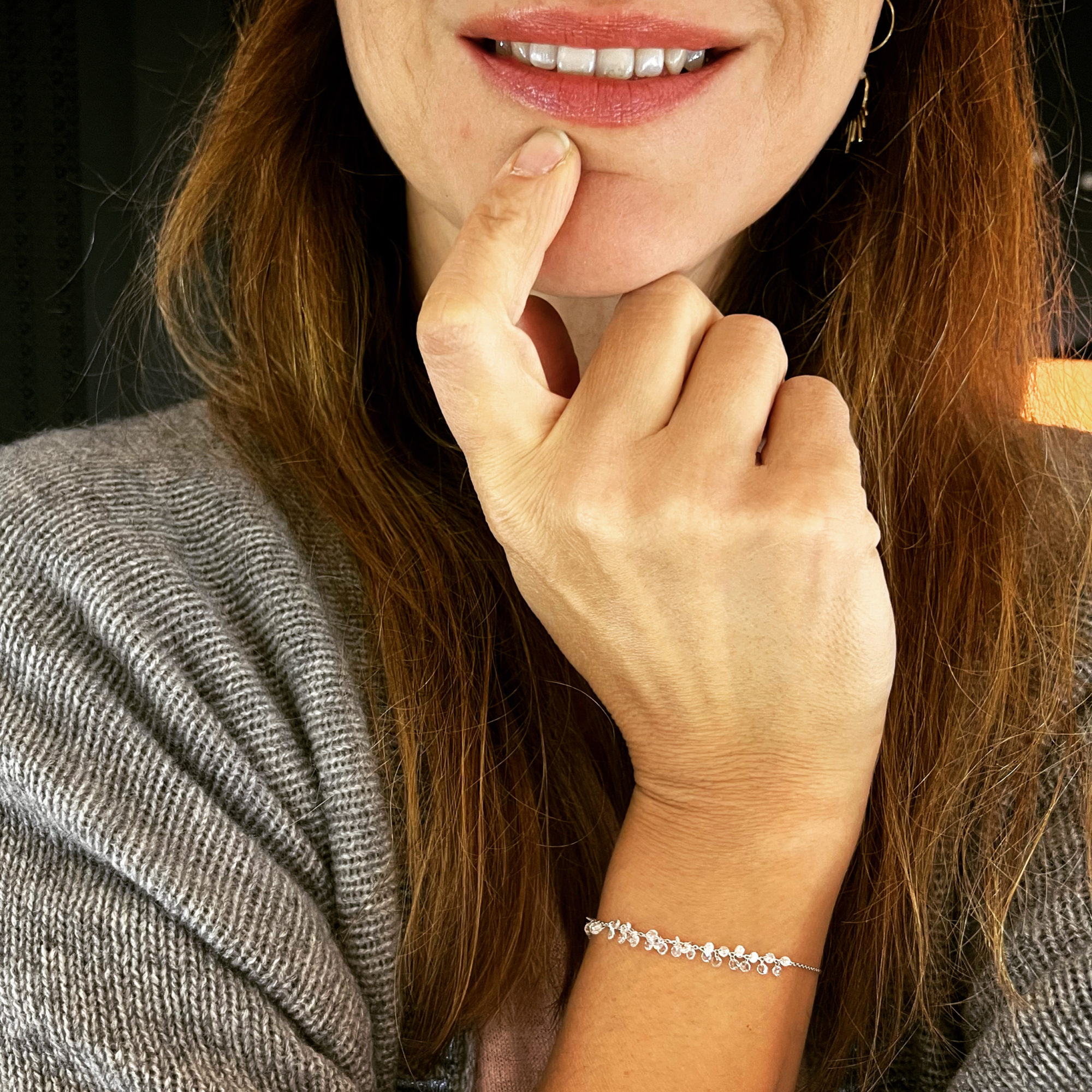 bracelet Etincelles pampilles diamants or blanc
