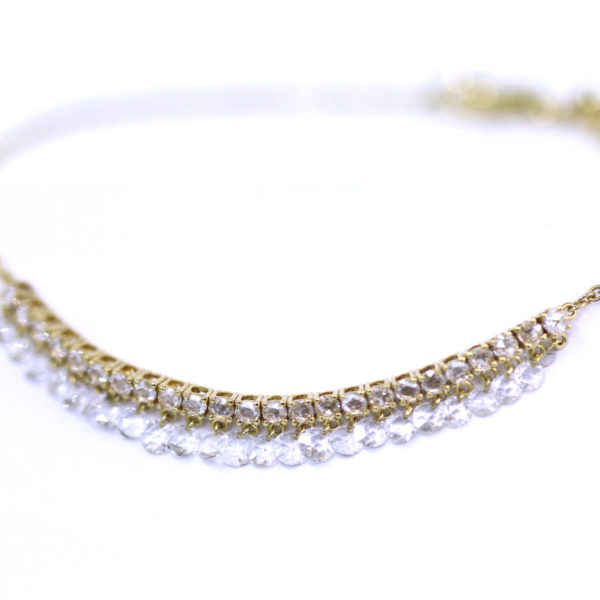 bracelet Jaipur pampilles diamants 2 rangs or jaune
