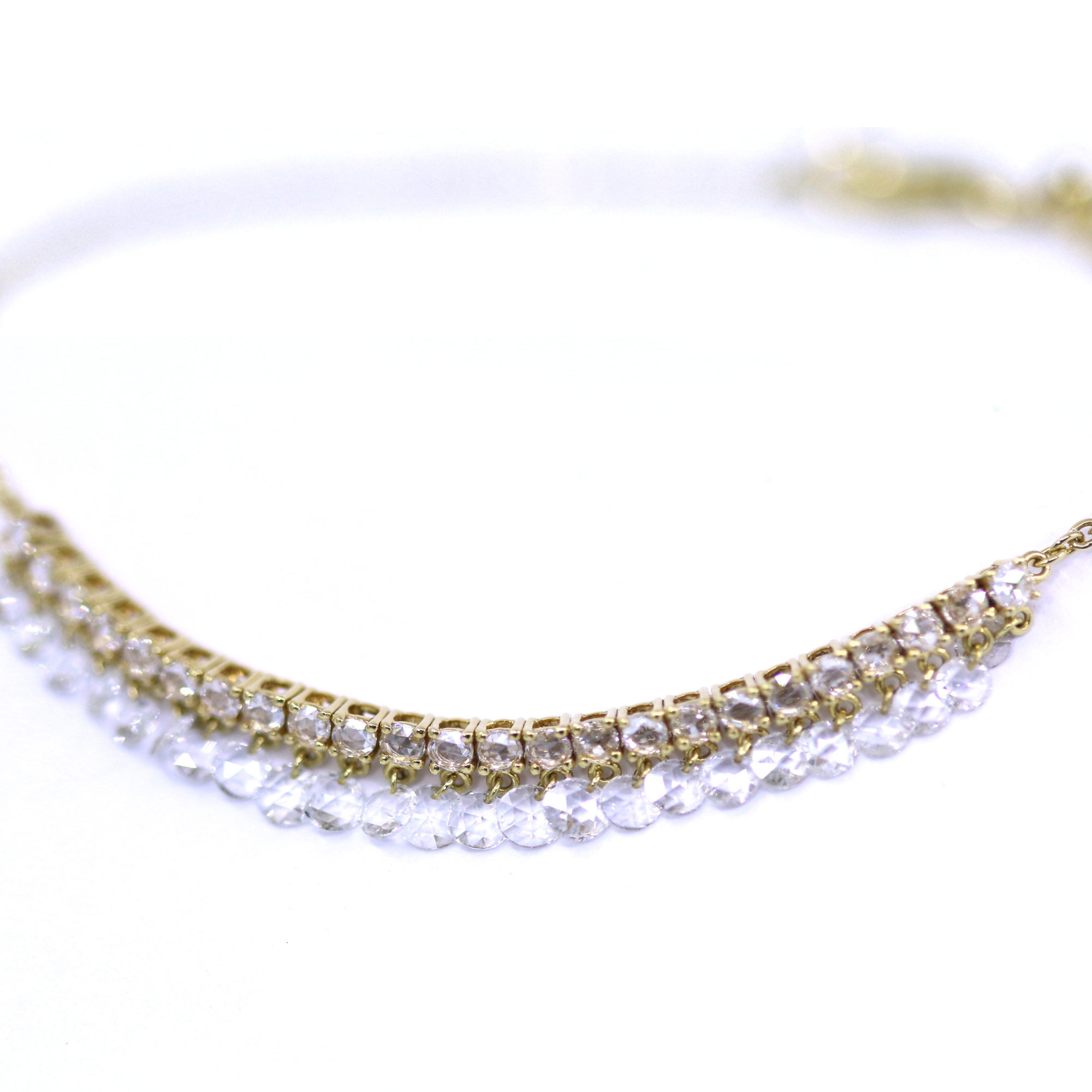 bracelet Jaipur pampilles diamants 2 rangs or jaune