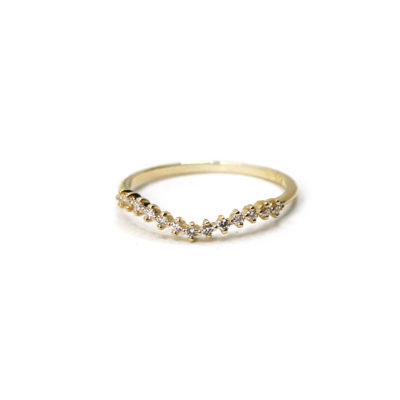 Alliance Dentelle vague or jaune et diamants