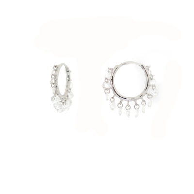 Boucles d'oreilles Etincelles pampilles or blanc et diamants