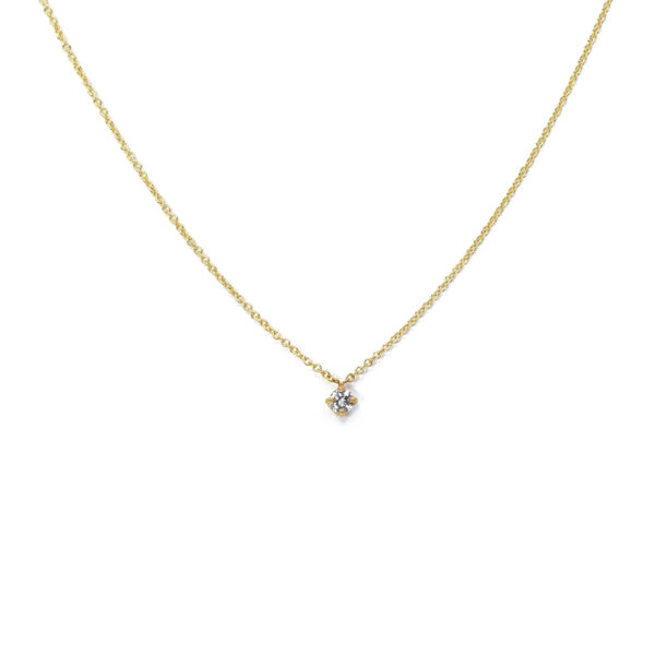 Collier Câline L solitaire or jaune 18cts et diamant brillant 3.1mm