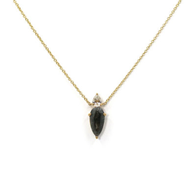 Collier Deva or jaune et diamants gris-3