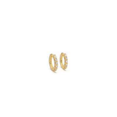 Mini créoles or jaune et diamants