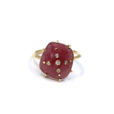 bague Ortigia saphir rose et diamants