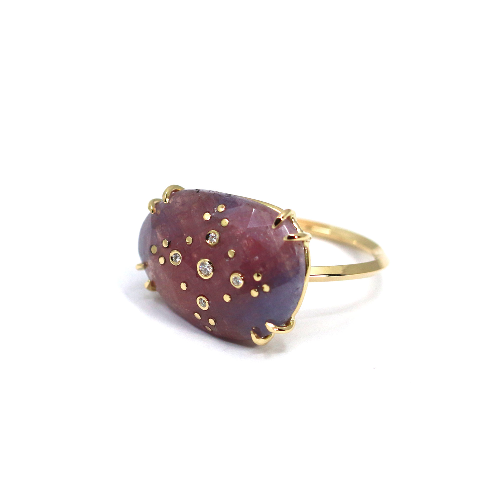 bague Viola saphir bleu-rose et diamants