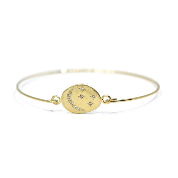 bracelet jonc fin Lune étoilée vermeil