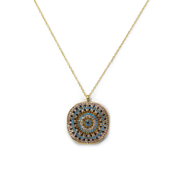 collier Evil eye carré vermeil