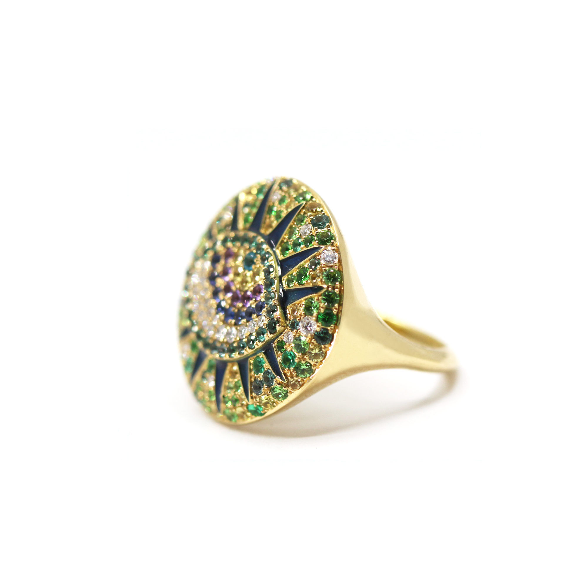 Bague Magique or jaune et pierres précieuses
