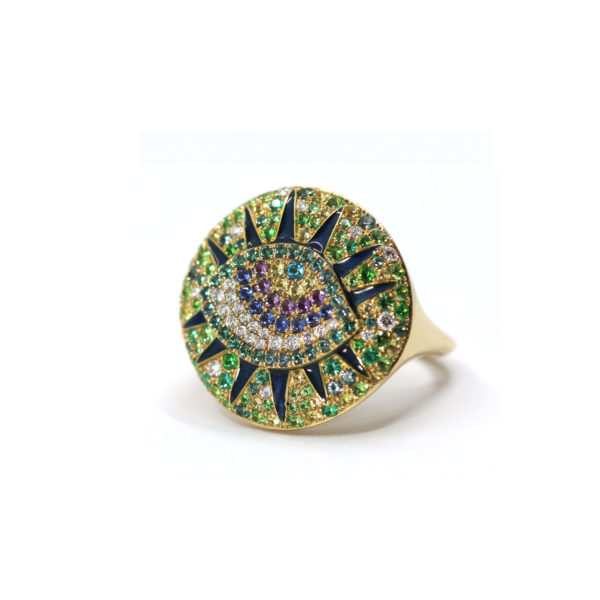 Bague Magique or jaune et pierres précieuses